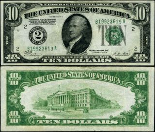 Fr.  2001 B $10 1928 - A Federal Reserve Note York Vf,