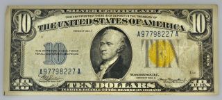$10.  00 North African Gold Seal Silver Certificate Series 1934 - A