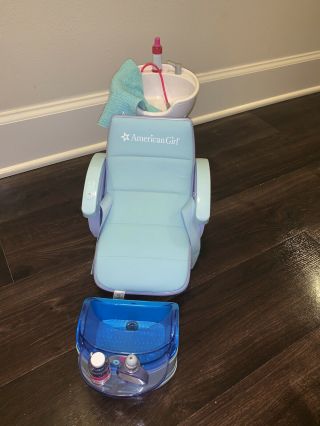 American Girl Doll Spa Chair Blue Salon Chair With Foot Bath & Sounds