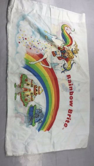 Vintage 1983 Rainbow Brite Pillowcase Cover Hallmark Bedding Fabric Craft 1pc