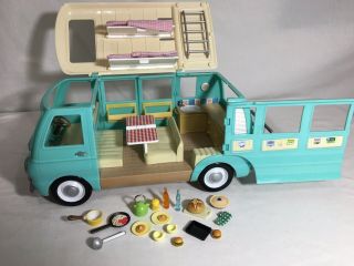 Calico Critters/sylvanian Families Volkswagen Camper Van With Accessories