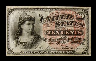 1863 Us 10 Cents Fractional Currency Fourth Issue American Bank Note Company