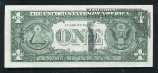1969 - D $1 Frn Federal Reserve Note “partial Face To Back Printing Error” Xf,