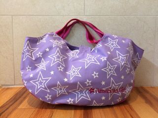 American Girl Two 2 Doll Carrier Tote Bag Purple Pink White Stars Euc
