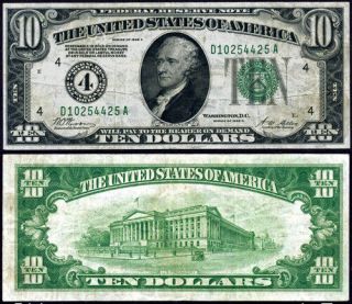 Fr.  2001 D $10 1928 - A Federal Reserve Note Cleveland Vf,