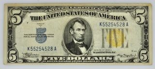 $5.  00 North African Gold Seal Silver Certificate Series 1934 - A