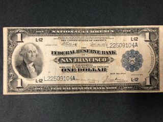 Fr.  746 1918 $1 Federal Reserve Bank Note San Francisco Blue Seal Dollar Bill