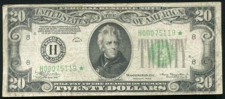 Fr.  2054 - H 1934 $20 Twenty Dollars Star Frn Federal Reserve Note