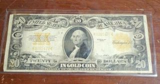 1922 United States $20 Twenty Dollar Gold Coin Certificate Bill