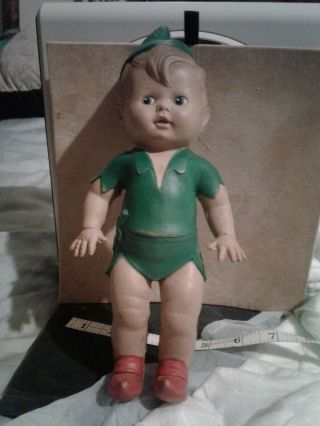 Vintage Sun Rubber Co Squeaky Doll,  " Peter Pan ",  Signed