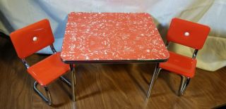 American Girl Molly Red Chrome Table And Chairs Retired