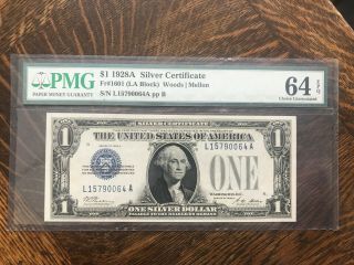 1928 A $1 Silver Certificate Pmg 64 Epq Fr.  1601