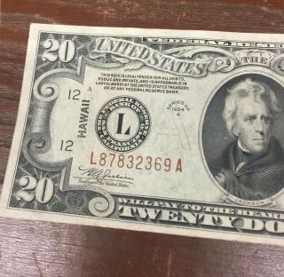 1934 A $20 Federal Reserve Hawaii Brown Seal Note Twenty Dollar Bill 3