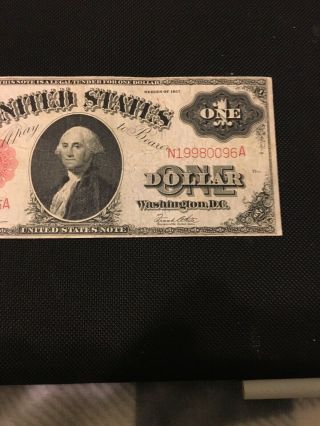 FR.  37 One Dollar ($1) Series of 1917 United States Note - Legal Tender 3