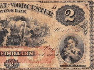 Salisbury,  Md Maryland $2 1862 Somerset & Worcester Savings Bank Obsolete Note