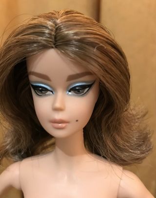 Silkstone Barbie Doll Gold Label Blue Chiffon Ball Gown Nude Box Cert