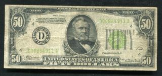 1934 $50 Fifty Dollars Frn Federal Reserve Note Cleveland,  Oh Very Fine
