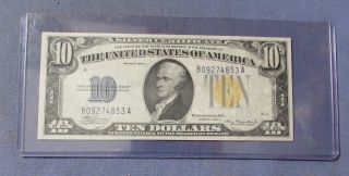 1934 Series A $10 Ten Dollar Silver Certificate Note Yellow Seal
