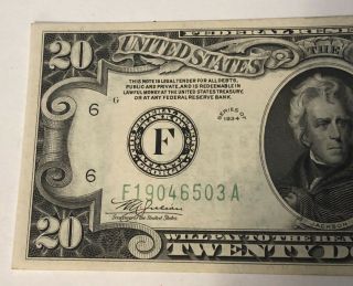 1934 Twenty 20 Dollar Bill Federal Reserve Note - 3