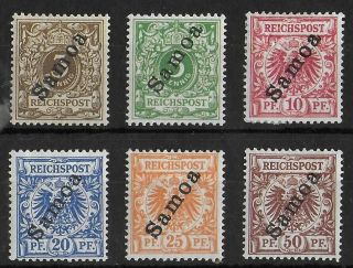 Samoa German Colonies 1900 Mh Complete Set Of 6 Michel 1 - 6 Cv €140