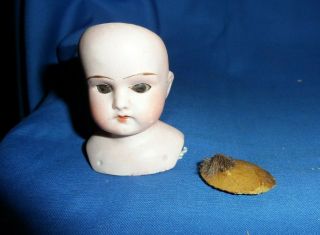 Antique German Bisque Head Doll Mold 16/0 Glass Eyes With Teeth Germany