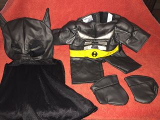 Build - A - Bear Batman Outfit Dark Knight Body Suit,  Mask With Cape And Gloves