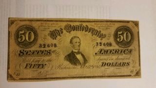 Confederate Currency 1864 $50 T - 66
