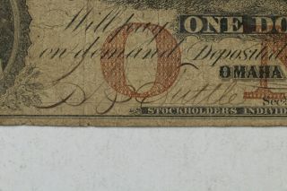 1855 $1 WESTERN EXCHANGE OMAHA CITY NEBRASKA OBSOLETE CURRENCY BANKNOTE (004) 3