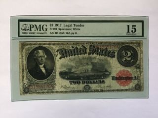 Fr 60 1917 $2 Legal Tender Pmg Graded 15 Note