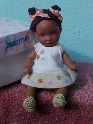 Adorable Little Baby Jessamyn Aa African American 6 " Black Baby Doll From Kish