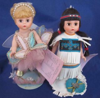 Madame Alexander Peter Pan 2 Dolls Tinkerbell Tiger Lily Stands Tags No Box Cute