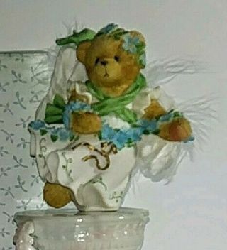 Cherished Teddies 2002 Figurine,  Daphne,  Spring Angel & Pedestal