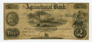 1855 $2 The Agricultural Bank Of Tennessee - Brownsville,  Tennessee Note