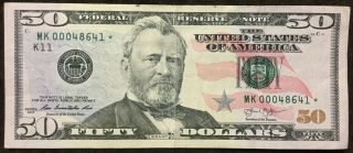 $50 Dollars Bill Star Note Series 2013 (dallas) 00048641 Federal Reserve