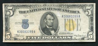 Fr.  2307 1934 - A $5 Five Dollars “north Africa” Silver Certificate Very Fine (e)
