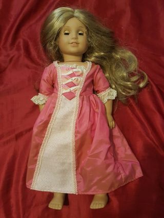 American Girl Meet Elizabeth 18 In Retired Doll Dress Earrings Pleasant Company