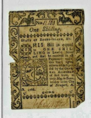 1 Shilling 1786 " Old Colonial " (rhode Island) 1786 1 Shilling (rhode Island)