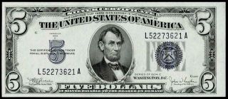 1934 - C $5 Dollar Silver Certificate Note Uncirculated