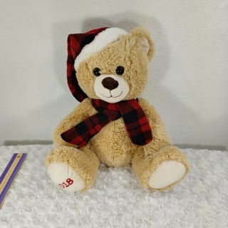Dan Dee 2018 Christmas Teddy Bear Brown Red Green Plaid Stocking Cap