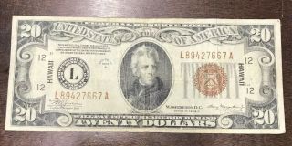 $20 1934 A Hawaii Federal Reserve Note - Paper Money