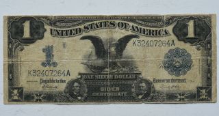 1899 $1 Black Eagle Silver Certificate Dollar Note Currency Circulated