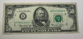 1974 $50 Fifty Dollar Federal Reserve Note U S Currency York (b) District