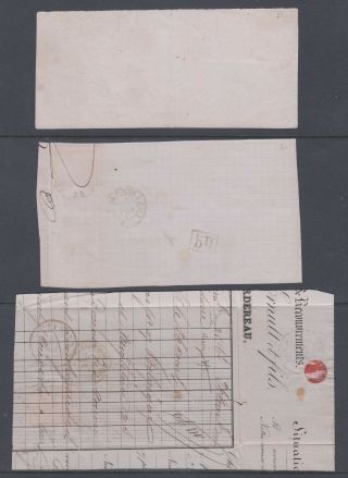 Belgium 1868 - 73.  3 large piece from folded letters. 2