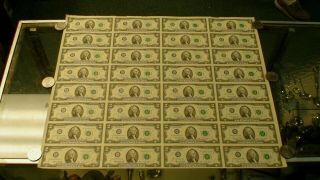 Uncut Sheet Thirty Two 1976 Federal Res Notes 32 Cu $2 Bills Buy It Now