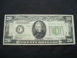 1934 $20 Philadelphia Star Light Green Seal