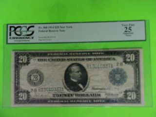 Fr968 1914 $20 York Federal Reserve Note Fr 968 Pcgs Very Fine 25