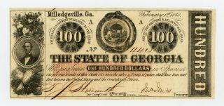 1863 Cr.  6 $100 The State Of Georgia Note - Civil War Era Cu