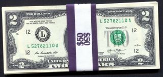1c 25 Uncirculated $2 Two Dollar Bills Bank Strap Frn San Francisco Crisp Notes