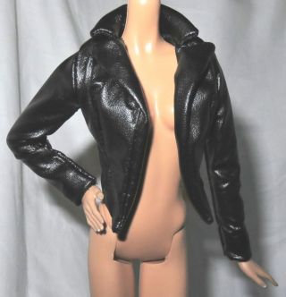 Jacket Barbie Doll Model Muse Look Urban Jungle Black Faux Leather Crop Coat