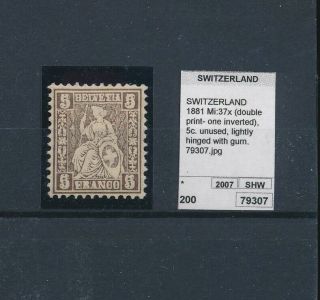 Ll05954 Switzerland 1881 Mi:37x Double Print (one Inverted) Helvetia Mlh